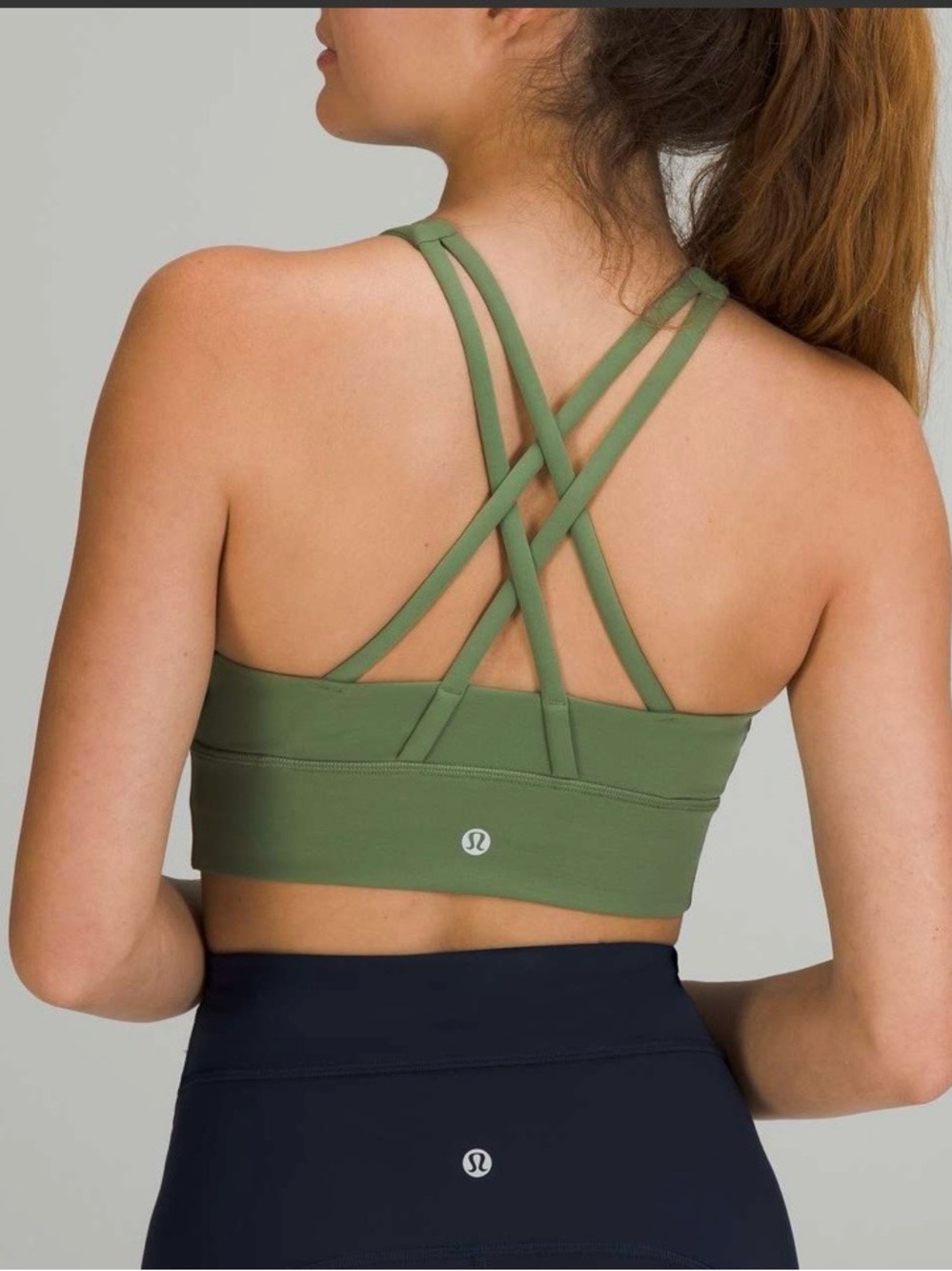 Lululemon High Neck Energy Bra B-D cup- Green Twill